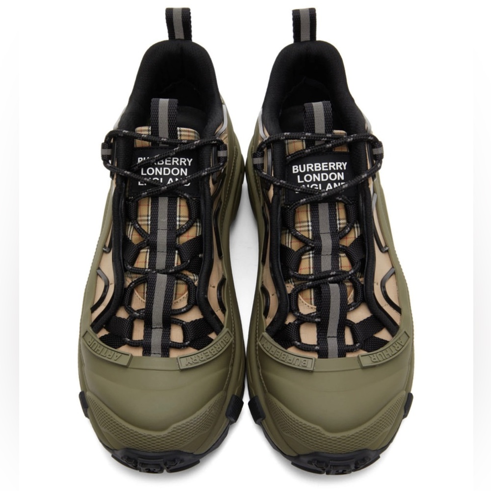 New Mens Burberry Beige & Khaki Technical Arthur Sneakers